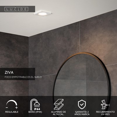 Lucide ZIVA - Foco empotrable en el suelo Baño - 1xGU10 - IP44 - Blanco